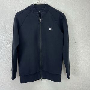 Apple Store Employee Jacket Mens XS Black Cotton Long Sleeve Full Zip Bomber